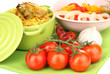 Delicious pilaf with vegetables close up