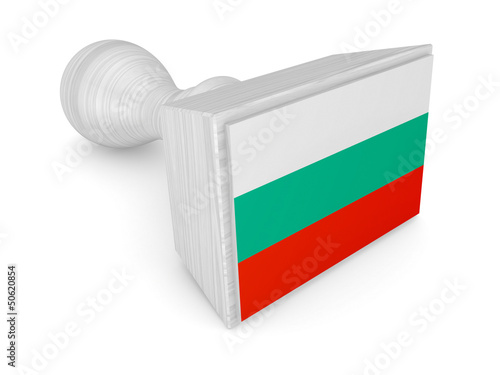 Illustration: Wooden stamp with bulgarian flag. Wooden stamp with bulgarian flag.