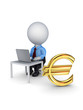3d small person and sign of euro.