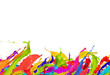 Colored splashes in abstract shape, isolated on white background