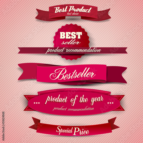 Vector: Bestseller. Set of Red Superior Quality and Satisfaction Guarant Bestseller. Set of Red Superior Quality and Satisfaction Guarant
