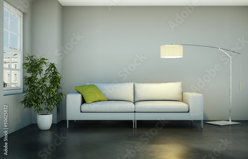Illustration: weisses Sofa mit Lampe weisses Sofa mit Lampe