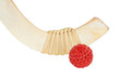 Hockey stick and wicker ball