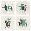 happy family icons set in vintage style