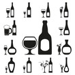 glass and bottle set. Vector illustration