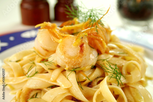 Photo: Fettucini With Sea Scallops Fettucini With Sea Scallops