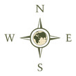 Compass illustration with north south east west