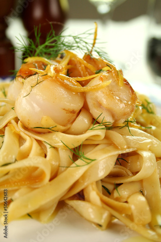 Photo: Fettucini With Scallops Fettucini With Scallops