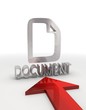 Isolated document icon with red arrow in a white background