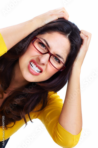 Photo: Stressed business woman. Stressed business woman.
