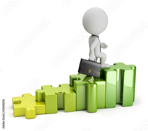 Illustration: 3d small people - stairs puzzles 3d small people - stairs puzzles