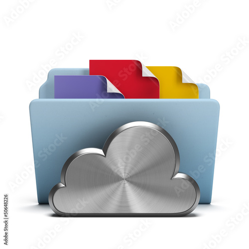 Illustration: steel cloud and folder steel cloud and folder