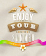 Summer holidays lettering with tropical nature elements