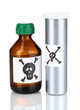 Deadly poison in bottles isolated on white