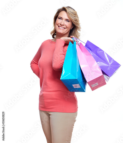 Photo: Senior woman with shopping bags. Senior woman with shopping bags.