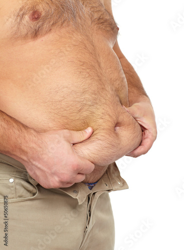 Photo: Fat man with a big belly. Fat man with a big belly.