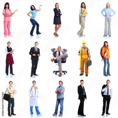 Photo: Group of workers people set. Group of workers people set.