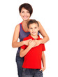 Portrait of a happy young mother with son