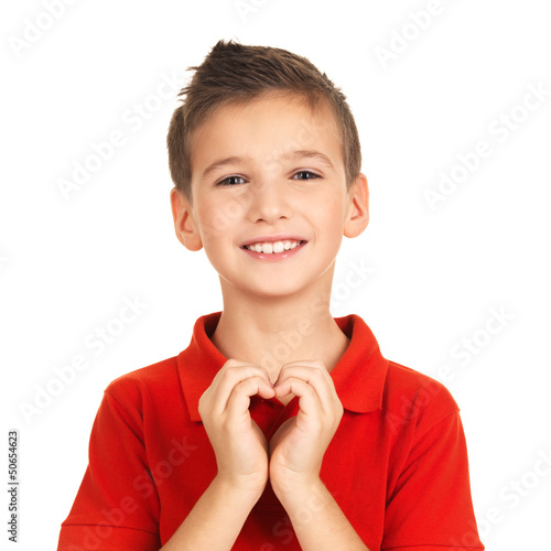 Photo: Portrait of happy boy with a heart shape Portrait of happy boy with a heart shape