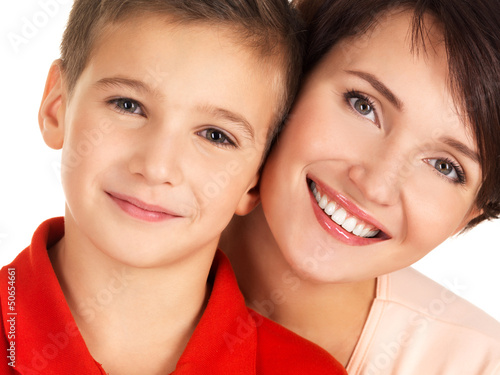 Photo: Portrait of a happy young mother with son Portrait of a happy young mother with son