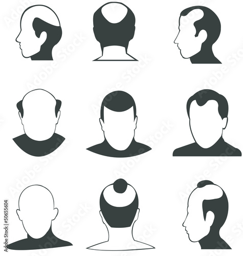 Vector: Silhouette Bald heads vector collection Silhouette Bald heads vector collection