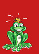 Froschkoenig auf rotem Hintergrund/ Hochformat