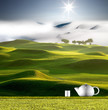 Tea pot with nice green background
