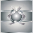 Vector silver brochure design with medal and ribbons