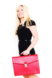 elegante Frau mit roter Ledertasche