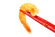 Crevette entre des baguettes