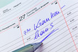 Eintrag im Kalender: Krankenhaus