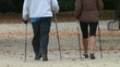 Vídeo: Nordic walking - active couple exercising outdoor Nordic walking - active couple exercising outdoor