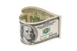Dollar Geldschein in Herzform