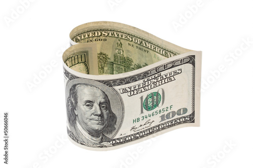 Photo: Dollar Geldschein in Herzform Dollar Geldschein in Herzform