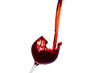 Rotwein wird in ein Weinglas eingegossen