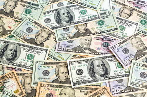 Photo: Viele Dollar Geldscheine Viele Dollar Geldscheine