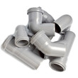 composition from plastic sewer pipes, isolated on the white