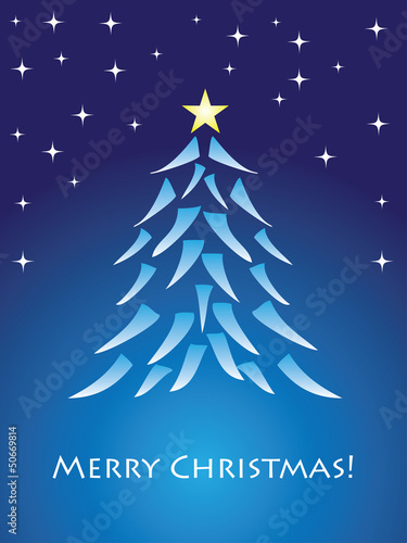 Vector: Blue christmas card with tree Blue christmas card with tree