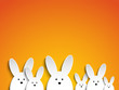 Happy Easter Rabbit Bunny on Orange Background