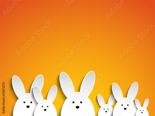 Vector: Happy Easter Rabbit Bunny on Orange Background Happy Easter Rabbit Bunny on Orange Background