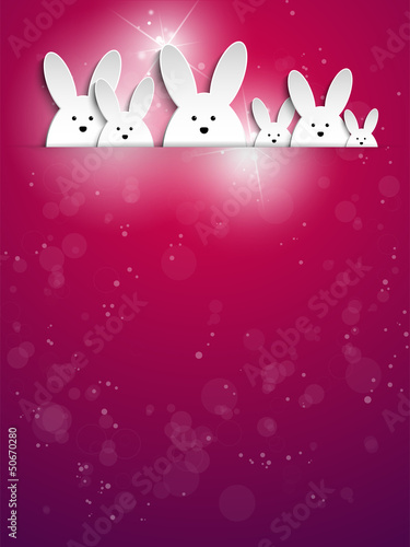 Vector: Happy Easter Rabbit Bunny on Purple Background Happy Easter Rabbit Bunny on Purple Background