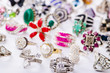Collection of jewellery rings on white