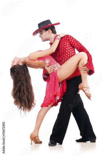 Photo: Pair of dancers isolated on the white Pair of dancers isolated on the white