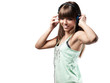 Photo: pretty young woman is listening to music - isolated pretty young woman is listening to music - isolated