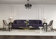 Contemporary elegant contemporary living room, velvet sofa