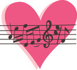 musical note sign with pink heart background