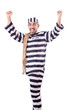 Convict criminal in striped uniform