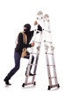 Burglar wearing balaclava isolated on white