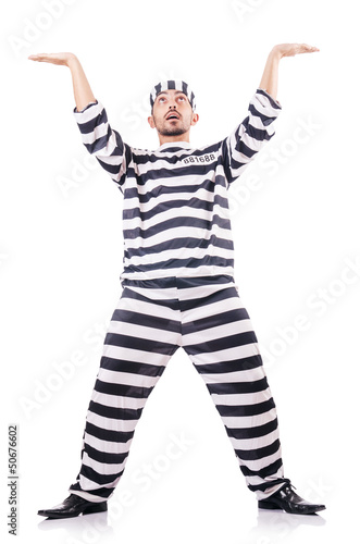 Photo: Convict criminal in striped uniform Convict criminal in striped uniform