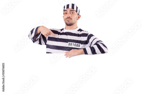 Photo: Convict criminal in striped uniform Convict criminal in striped uniform